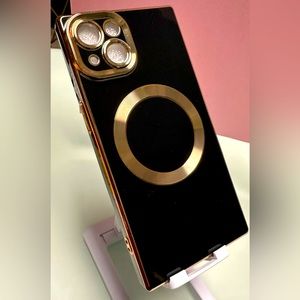 MagSafe -square case for iPhone 13-black and bronze/gold NEW!